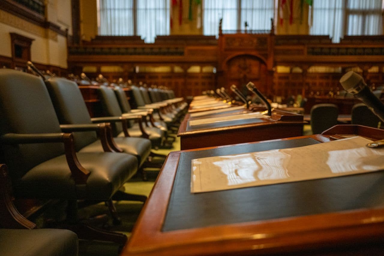 A legislative assembly chamber